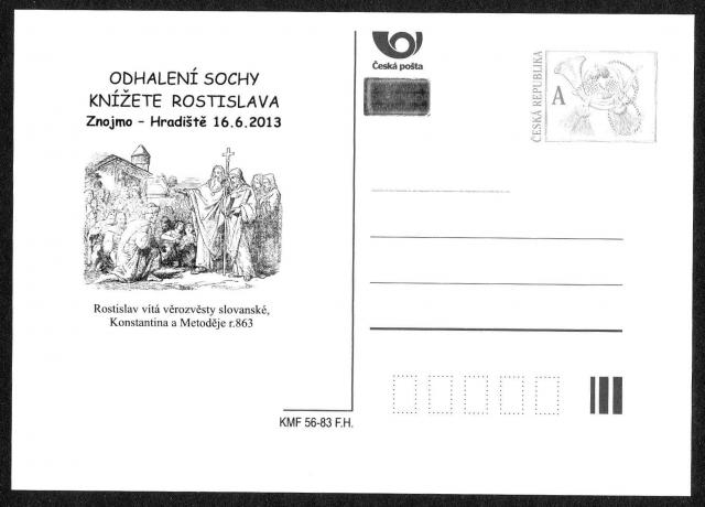 Dopisnice k odhalení sochy sv. Rostislava ve Znojmě